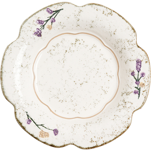 肆月法式复古盘子陶瓷家用漂亮菜盘意面盘高颜值圆盘轻奢碗碟餐具