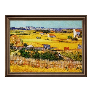 梵高装饰画餐厅手绘油画美式挂画欧式壁画丰收复古莫奈世界名画
