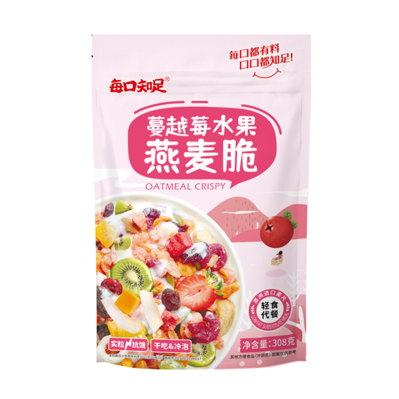 每口知足酸奶水果燕麦片坚果烘焙水果/坚果混合麦片