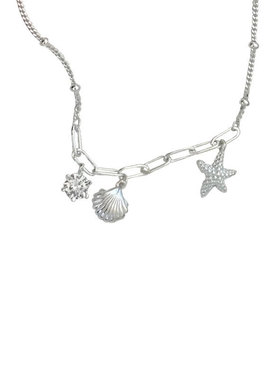S925纯银海星贝壳项链女小众设计度假风锁骨链休闲风轻奢夏天