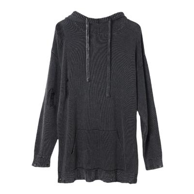 西町村屋水洗做旧连帽卫衣女装秋季新款复古宽松针织衫XA9C10040