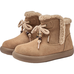 巴拉巴拉儿童棉靴男童女童加绒靴子秋冬款童鞋中大童宝宝保暖鞋子