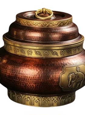 仿古八吉祥吉象糌粑盒收纳盒摆件