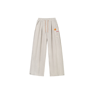 PCMY日系条纹垂感直筒休闲宽松长裤子2026春季慵懒刺绣阔腿裤男女