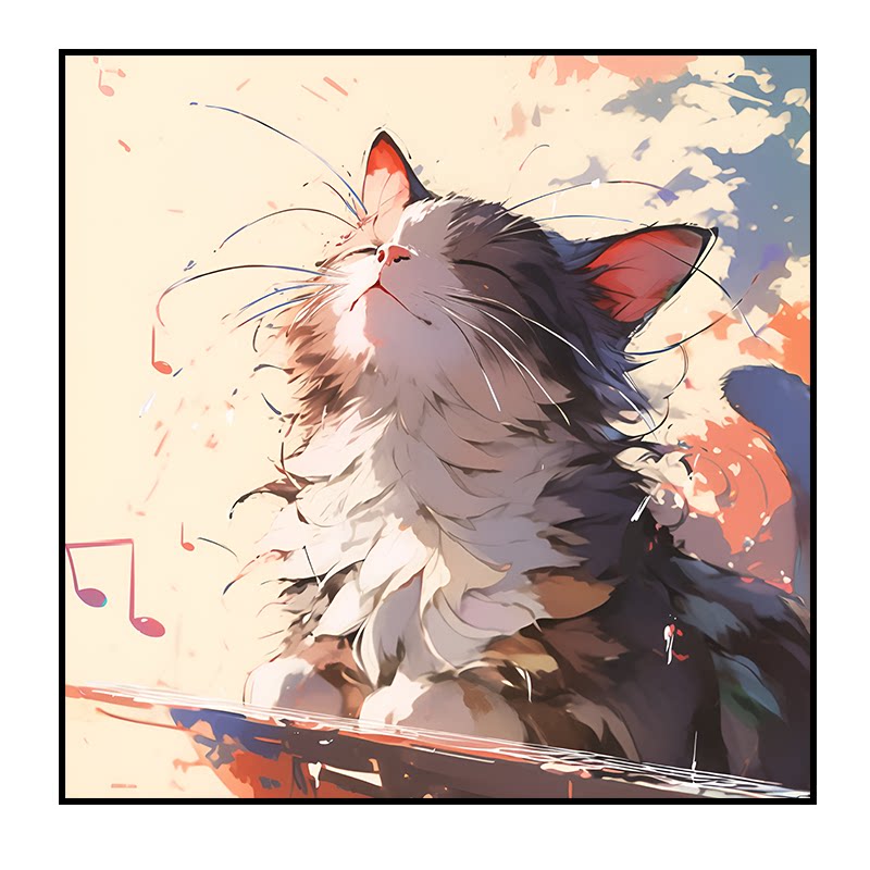 治愈猫咪高级感治愈系正方形挂画