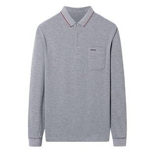 啄木鸟爸爸秋装长袖t恤男棉质带领Polo衫秋冬红色本命年衣服加绒