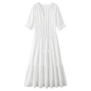 Short Sleeve Beach Dress Summer Drawstring Loose Party Dress