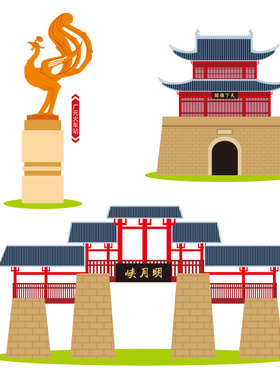 楼道广元市旅游建筑城市地标墙贴