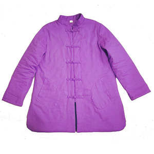 棉麻棉衣女 中式盘扣复古民族风中长款文艺夹棉禅意薄棉服棉袄