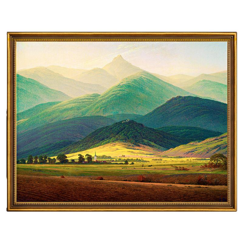 风色巨人山客厅山水风景油画简约轻奢餐厅装饰画书房办公室挂画