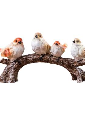 美式简约电视柜田园风树脂小鸟