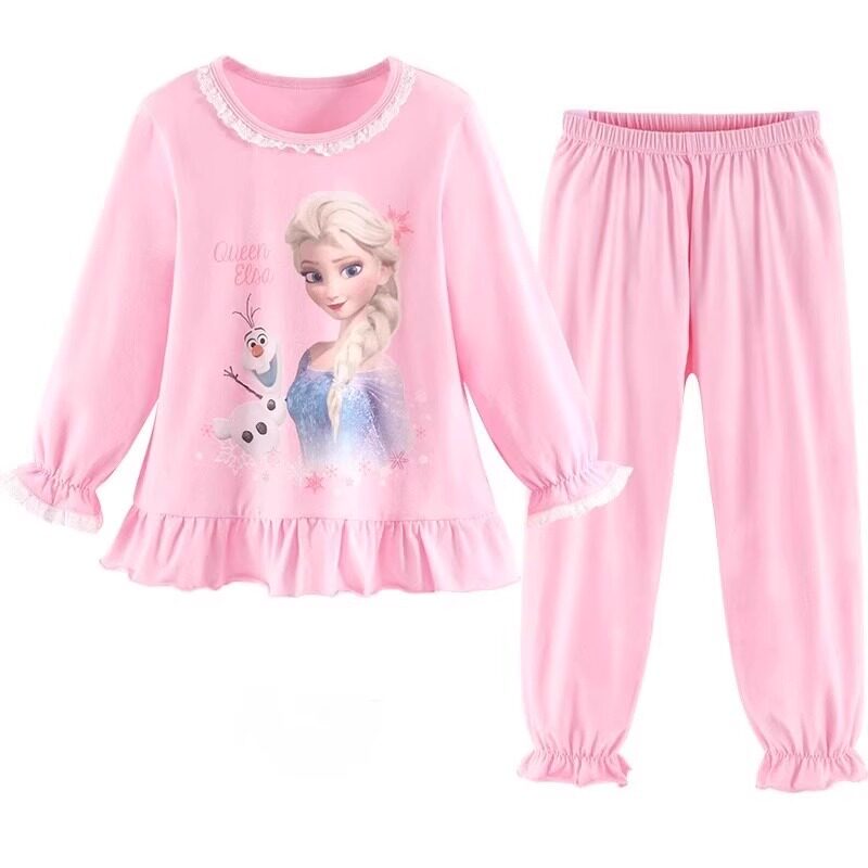 女童爱莎睡衣套装纯棉家居服