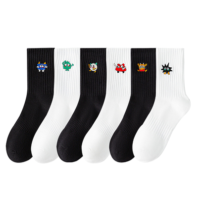 防臭男100%纯棉潮流青少年袜子