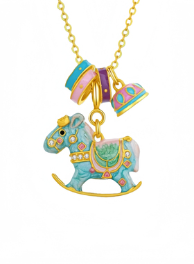 S925银欢乐木马吊坠不掉色