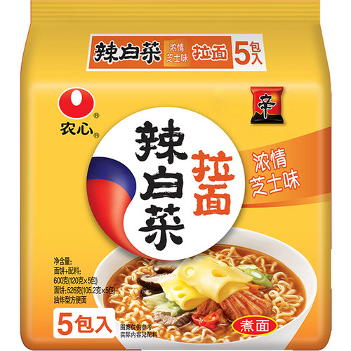 农心浓情芝士味辣白菜拉面食品120g袋*40包/箱 韩式方便煮面泡面