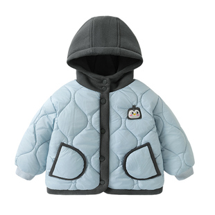咔咔熊猫男童女童加厚棉服冬款婴童绗棉连帽外套儿童保暖棉袄冬装