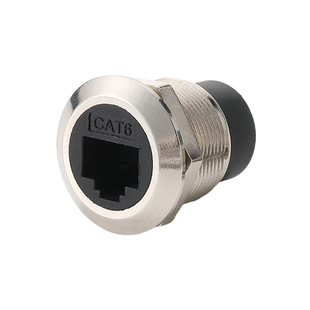 C型22mm圆形超五类网络RJ45网线母座电脑数据模块底座CAT6A双通座