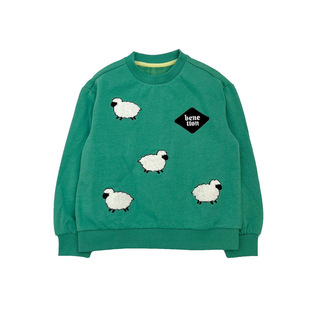 韩单 小绵羊印花 可爱 男女童儿童抓绒舒适圆领卫衣运动外套内搭