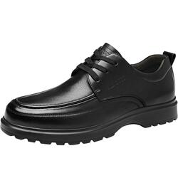 HLA/海澜之家男鞋新款冬季经典真皮百搭休闲皮鞋耐磨加绒德比鞋男