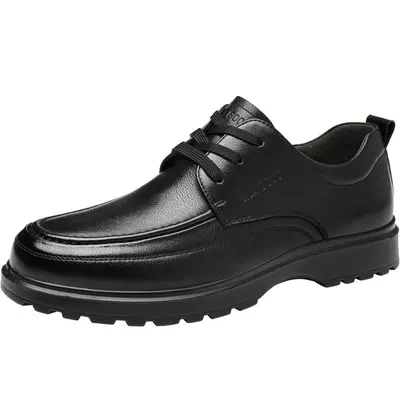 HLA/海澜之家男鞋新款冬季经典真皮百搭休闲皮鞋耐磨加绒德比鞋男