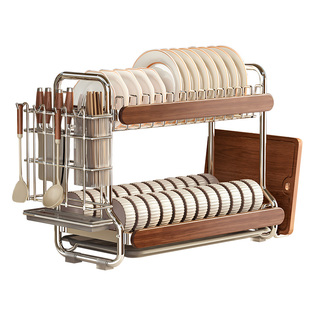 厨房置物架不锈钢碗碟收纳架台面整理架多功能放碗筷盘沥水碗架