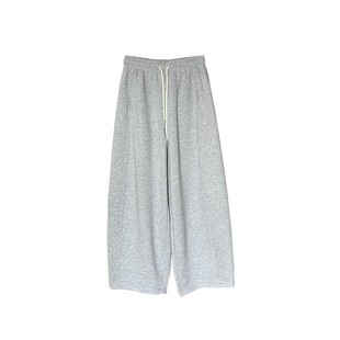 灰色休闲阔腿弯刀裤子女款春装大码胖mm小个子显瘦慵懒风运动卫裤