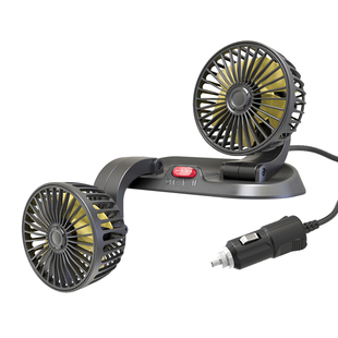 车载风扇12V24v大货车用电风扇双头强力USB大风力续航车内充电
