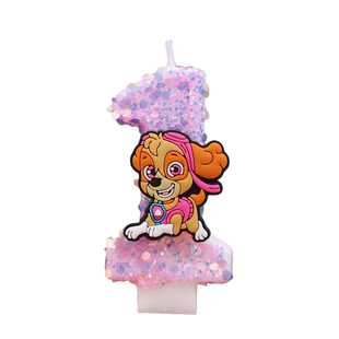 网红新款汪汪队粉数字生日蜡烛创意蜡烛手工庆生装饰蛋糕高颜值