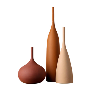 贝汉美中古陶瓷花瓶摆件客厅酒柜套装素胚艺术民宿高级感软装饰品