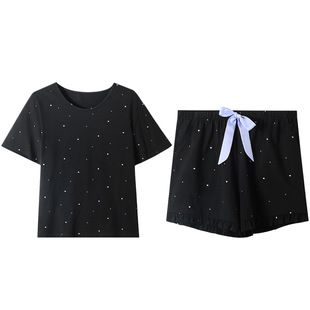 红豆女士睡衣短袖短裤凉感夏季薄款宽松休闲慵懒风外穿A类家居服