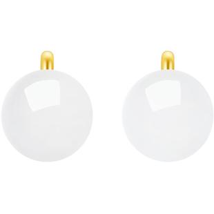 周六福和田玉耳饰女金镶玉黄金耳钩女玉石白玉碧玉耳钉新年礼物