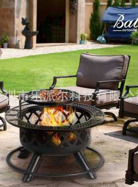 跨境户外烧烤架火炉木炭柴火烤鱼炉围炉煮茶篝火firepit便携折叠