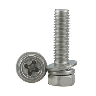 GB9074.13东明304不锈钢十字外六角三组合螺丝凹穴槽六角组合螺钉