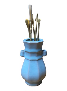 宋式汝瓷仿古天青贯耳瓶香道零配