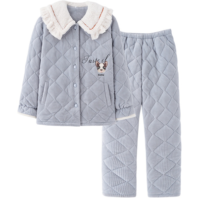 思莉太太女珊瑚绒夹棉睡衣