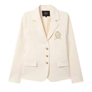 白鹿语学院风徽章刺绣外套春秋季时尚通勤减龄气质西装女式外套