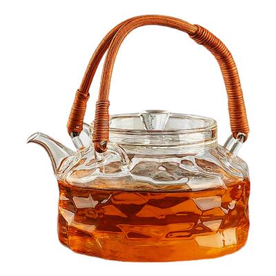 2025新款藤编提梁玻璃煮茶壶