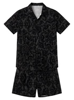 Printed quick drying shirt shorts suit印花速干衬衫短裤套装男