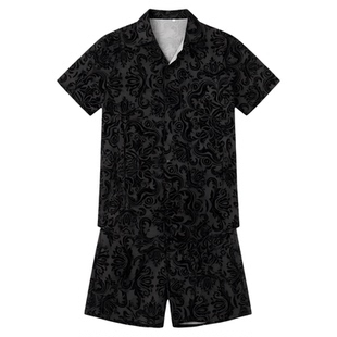 Printed quick drying shirt shorts suit印花速干衬衫短裤套装男