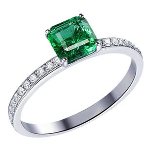 米莱珠宝0.72克拉天然赞比亚祖母绿宝石戒指女18k金镶嵌钻戒定制