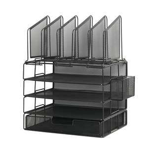 文件收纳架办公室桌面多功能书立架办公桌资料文件置物架办公用品文具大全金属书立架笔筒放置架档案试卷分类