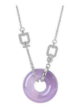 U形双环紫玉髓甜甜圈项链女925银
