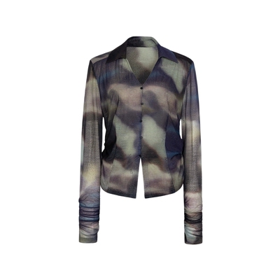 XG/雪歌XK121016B596拼色长袖修身衬衫2025春季新款淑女风上衣女