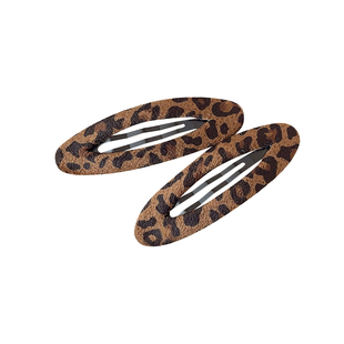 一对韩系复古豹纹毛呢侧边夹女小众气质发夹百搭高级感前额刘海夹