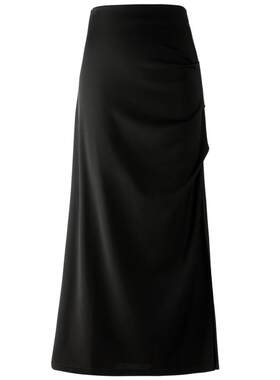 太平鸟女装夏季侧边褶皱长裙高腰直筒半身裙女A1GFF2523