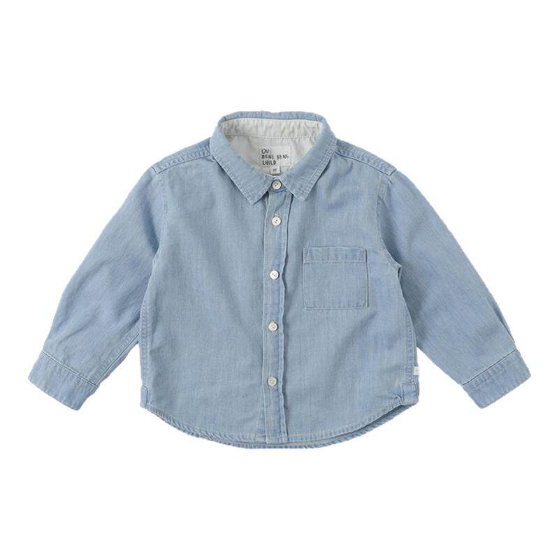 benebene纯棉牛仔长袖衬衫男童