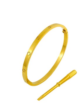 18K玫瑰金钛钢一钉一钻情侣手镯