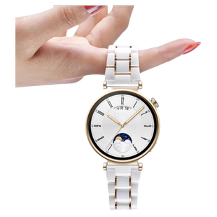 适用华为GT4手表GT5/Pro流线型五珠陶瓷表带gt3运动2pro智能白镶玫瑰金watch4pro女生夏天3pronew透气表链41