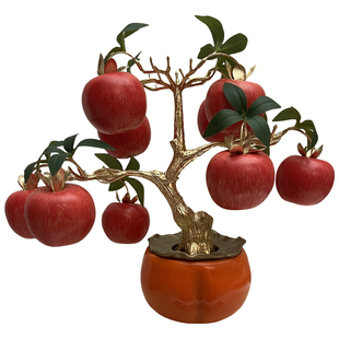 2025年新年客厅发财树仿真水果树橘子苹果桃子树盆栽塑料假花摆件
