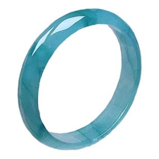 翡翠A货飘花戒指吊坠天然老坑宽边指环情侣简约跑环双彩特色玉戒